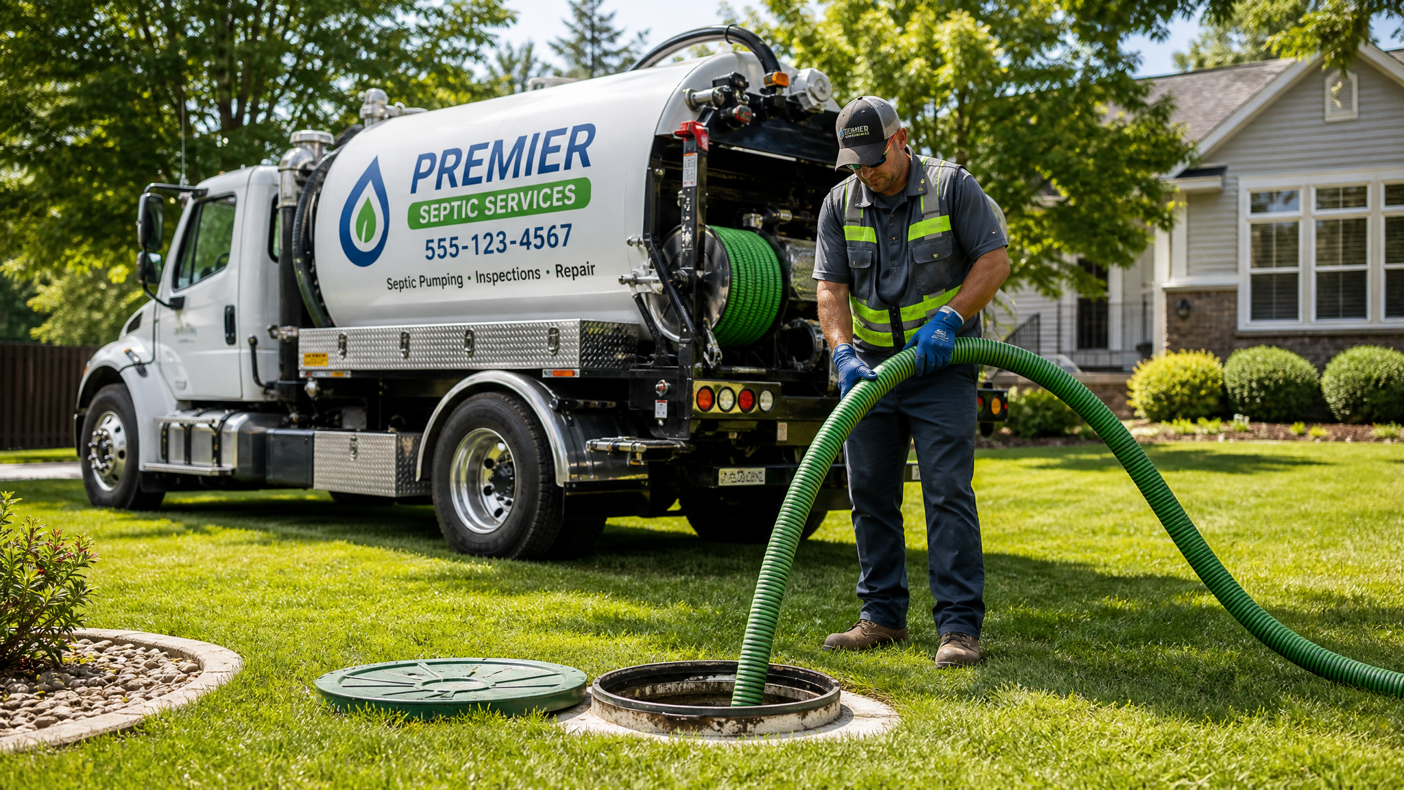 Professional septic tank pumping service by ClearFlow Septic Solutions